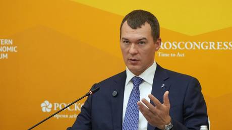Russian Sports Minister Mikhail Degtyaryov at the Eastern Economic Forum, Vladivostok, Russia, September 4, 2025.
