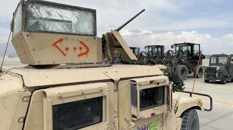 Equipment left by the US Army at Bagram Air Base near Kabul, Afghanistan, on July 5, 2021.