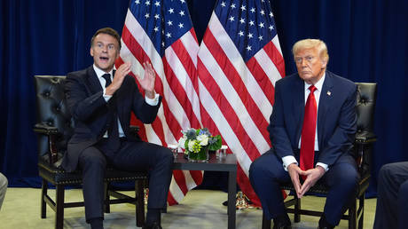 US President Donald Trump meets with French President Emmanuel Macron on September 23, 2025