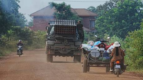 A multiple launch rocket system in Oddar Meanchey province, Cambodia, July 25, 2025.