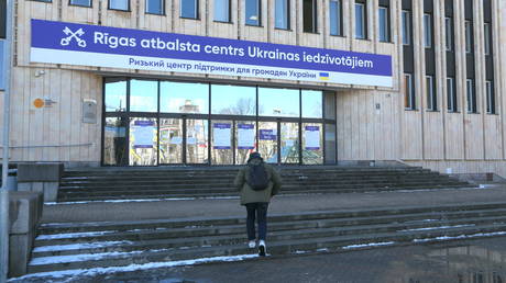 FILE PHOTO: An assistance center for Ukrainian refugees in Riga, Latvia.