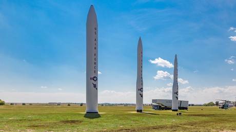 Missiles standing near the Francis E. Warren Air Force Base in Cheyenne, Wyoming.