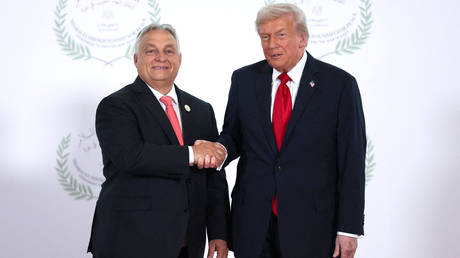 US President Donald Trump and Hungarian Prime Minister Viktor Orban, Sharm El Sheikh, Egypt, October 13, 2025.