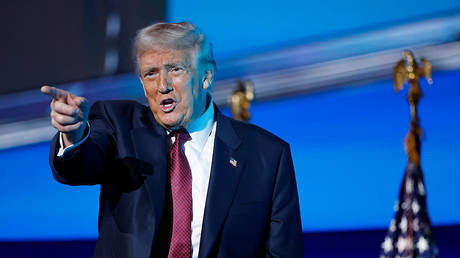 US President Donald Trump addresses America Business Forum in Miami, Florida, on November 05, 2025.