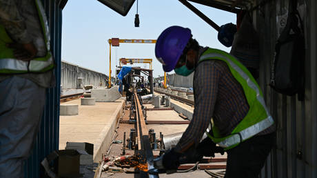 FILE PHOTO: Construction on India's bullet train project in Surat, India, May 2, 2025.
