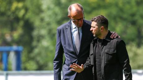 German Chancellor Friedrich Merz and Ukraine’s Vladimir Zelensky, Berlin, Germany, August 13, 2025.