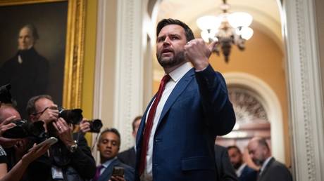 US Vice President J.D.Vance talks to reporters in the US Capitol in Washington, DC, on October 28, 2025.
