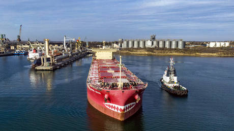 FILE PHOTO. A cargo ship corn departs to from Chernomorsk, Odessa Region, southern Ukraine.