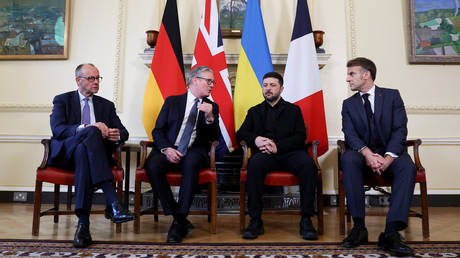 British Prime Minister Keir Starmer hosts a meeting with German Chancellor Friedrich Merz, French President Emmanuel Macron, and Vladimir Zelensky.