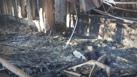 The aftermath of a Ukrainian drone strike on a cafe and a hotel in Russia’s Kherson Region.