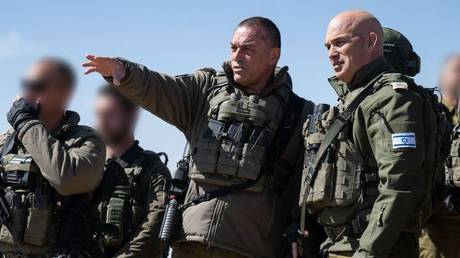FILE PHOTO: IDF Chief of the General Staff Eyal Zamir (C) during a field tour with of the Israeli army in Syria, April 21, 2025.