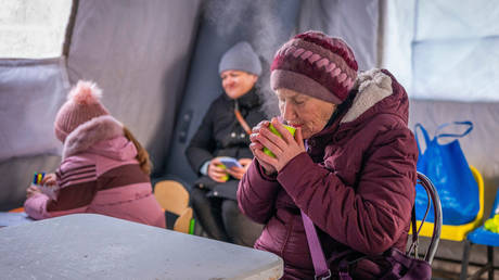 An emergency center set up to support people during power outages, Borispol, Ukraine, January 14, 2026.
